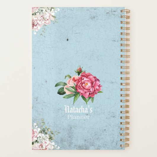 Aangepaste Franse Ephemera kunstwerk Vogels bloeme Planner (Achterkant)