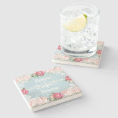 Aangepaste Franse letters witte kant botanische ku Stenen Onderzetter (Zijkant)