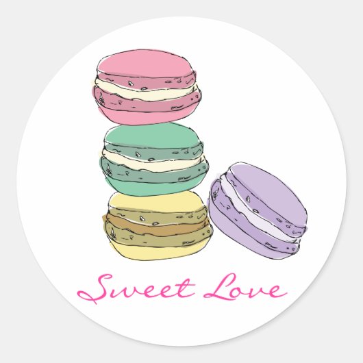 Aangepaste Franse macaron stickers. Ronde Sticker (Voorkant)