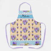 Aangepaste Franse Pastel Gele Blauwe Viooltjes Vro Schort (Voorkant)