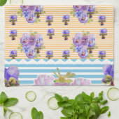 Aangepaste Franse Pastel Gele Blauwe Viooltjes Vro Theedoek (Gevouwen)