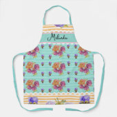 Aangepaste Franse Pastel Paarse Aqua Pansy Vrouwen Schort (Voorkant)