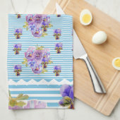 Aangepaste Franse Pastel Paarse Blauwe Viooltje Vr Theedoek (Quarter Fold)
