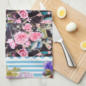 Aangepaste Franse Pastel Roze Blauwe Roos Rozen Sc Theedoek (Quarter Fold)