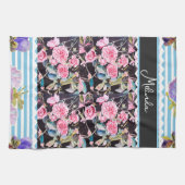Aangepaste Franse Pastel Roze Blauwe Roos Rozen Sc Theedoek (Horizontaal)