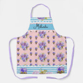Aangepaste Franse Pastel Roze Blauwe Viooltje Vrou Schort (Voorkant)