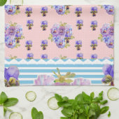 Aangepaste Franse Pastel Roze Blauwe Viooltje Vrou Theedoek (Gevouwen)