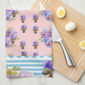 Aangepaste Franse Pastel Roze Blauwe Viooltje Vrou Theedoek (Quarter Fold)