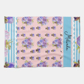 Aangepaste Franse Pastel Roze Blauwe Viooltje Vrou Theedoek (Horizontaal)