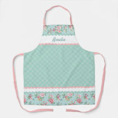 Aangepaste Franse Pastel Turquoise Blauwe Blos Roz Schort (Voorkant)