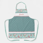 Aangepaste Franse pastel turquoise blauwe blos roz Schort (Voorkant)