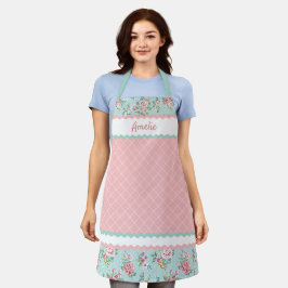 Aangepaste Franse Pastel Turquoise Blauwe Blush Ro Schort