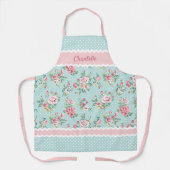Aangepaste Franse pastel turquoise roze rozen Schort (Voorkant)