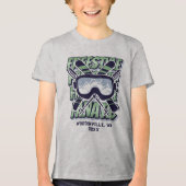 Aangepaste freestyle skiën locatie Datum Naam Tri-Blend Shirt (Voorkant)