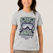 Aangepaste freestyle skiën locatie Datum Naam Tri-Blend Shirt (Voorkant)