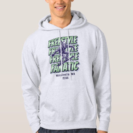 Aangepaste Freestyle Snowboarden Locatie Datum Naa Hoodie (Voorkant)