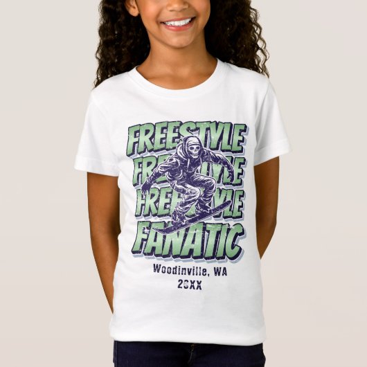 Aangepaste Freestyle Snowboarden Locatie Datum Naa T-shirt (Voorkant)