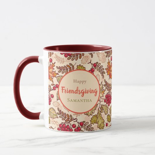 Aangepaste Friendsgiving-herfstloof- en bessenontw Mok (Links)