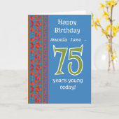 Aangepaste Front Red Field Poppies 75e Verjaardag  Kaart (Gele Bloem)