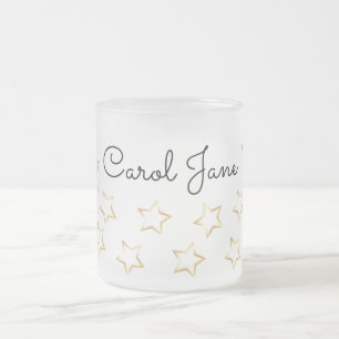 Aangepaste Frosted-Mok met Star -bewerkbare naam Matglas Koffiemok