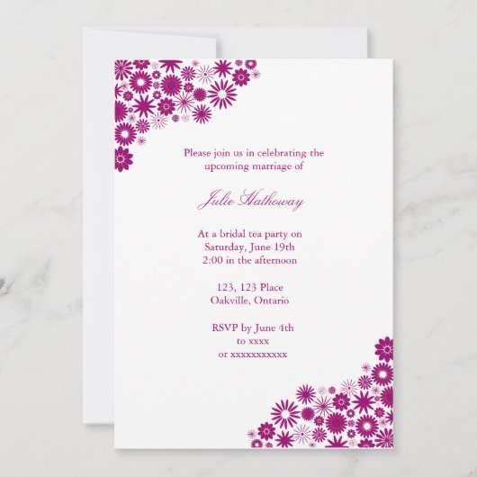 Aangepaste Fuchsia Florals Bridal Showuitnodiging Kaart (Voorkant)