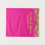 Aangepaste Fuchsia & Goud Glitter Bruiloftsfotohok Wandkleed (Voorkant (horizontaal))