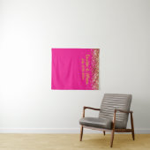 Aangepaste Fuchsia & Goud Glitter Bruiloftsfotohok Wandkleed (In Situ (horizontaal))