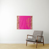 Aangepaste Fuchsia & Gouden Glitter Bruiloftsfotoh Wandkleed (In Situ (horizontaal))