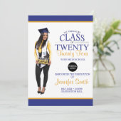 Aangepaste Full Body Foto Blauw en Geel Afstuderen Kaart (Staand voorkant)