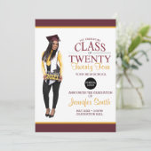 Aangepaste Full Body Foto Maroon en Goud Afstudere Kaart (Staand voorkant)