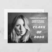 Aangepaste Full Photo White Text Overlay Afstudere Aankondigingskaart (Voorkant / Achterkant)