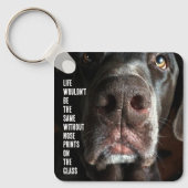 Aangepaste Fun Close-up foto Chocolate Labrador Sleutelhanger (Voorkant)