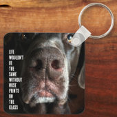 Aangepaste Fun Close-up foto Chocolate Labrador Sleutelhanger (Achterkant)