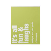 Aangepaste FUN- en LAUGHS-kleurenlaptop Notitieblok (Linkerzijde)