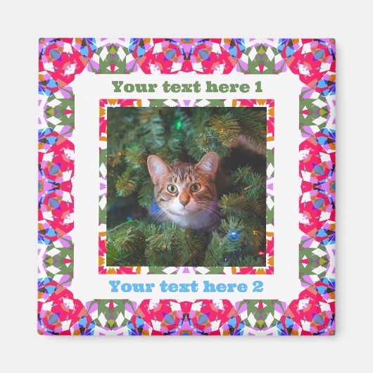 Aangepaste Fun Jolly Red Feestelijke Kerstfoto Gif Magneet (Voorkant)