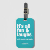 Aangepaste FUN & LAUGHS-naam en -kleur Bagagelabel (Voorkant (verticaal))