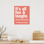 Aangepaste FUN & LAUGHS-naam en poster in kleur (Keuken)