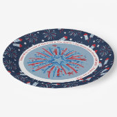 Aangepaste Fun Vuurwerk 4th Juli Rood Wit Blauw Papieren Bordje (Gekanteld)