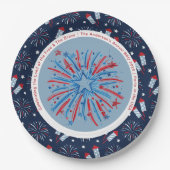 Aangepaste Fun Vuurwerk 4th Juli Rood Wit Blauw Papieren Bordje (Voorkant)