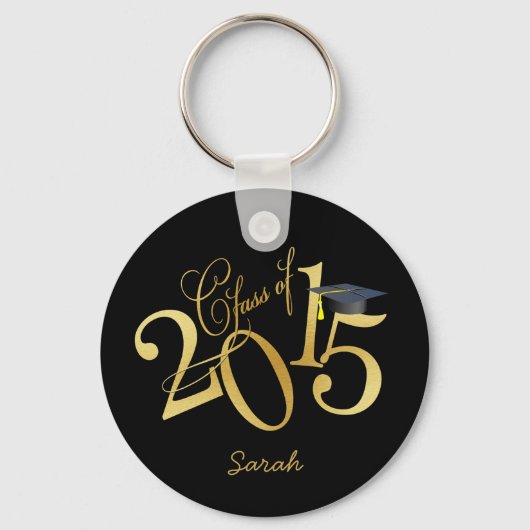 Aangepaste Funky Black en Gold Class uit 2015 Sleutelhanger (Voorkant)