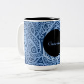 Aangepaste Funky Blue Paisley Pattern-Mok Tweekleurige Koffiemok (Voorkant links)