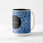 Aangepaste Funky Blue Paisley Pattern-Mok Tweekleurige Koffiemok (Voorkant rechts)