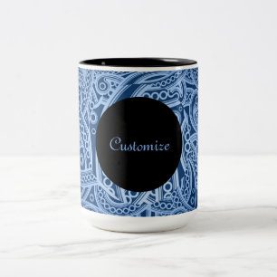 Aangepaste Funky Blue Paisley Pattern-Mok Tweekleurige Koffiemok