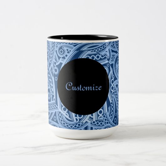 Aangepaste Funky Blue Paisley Pattern-Mok Tweekleurige Koffiemok (Center)