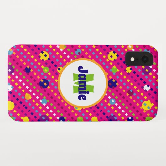 Aangepaste Funky Circles, Dashes Pattern Case-Mate iPhone Case (Achterkant (horizontaal))