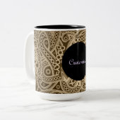 Aangepaste Funky Gold Paisley Pattern-Mok Tweekleurige Koffiemok (Voorkant links)