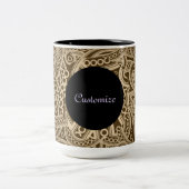 Aangepaste Funky Gold Paisley Pattern-Mok Tweekleurige Koffiemok (Center)