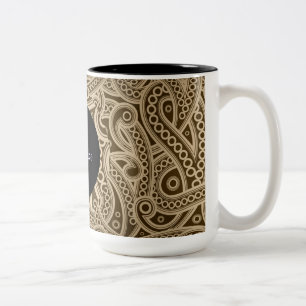 Aangepaste Funky Gold Paisley Pattern-Mok Tweekleurige Koffiemok