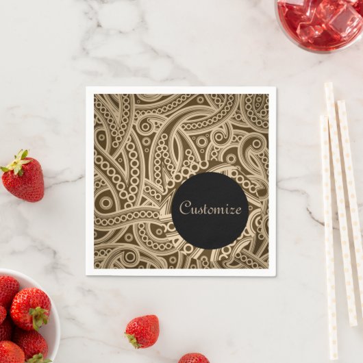 Aangepaste Funky Gold Paisley Pattern Napkins Servet (Insitu)