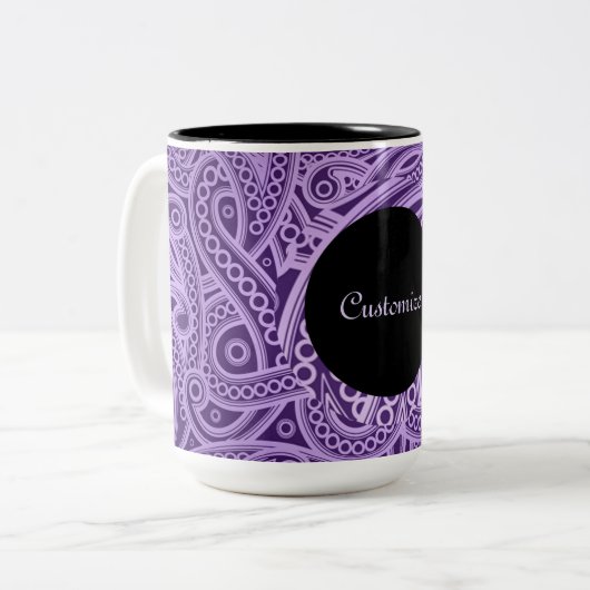 Aangepaste Funky Paarse Paisley Pattern Mok (Voorkant links)